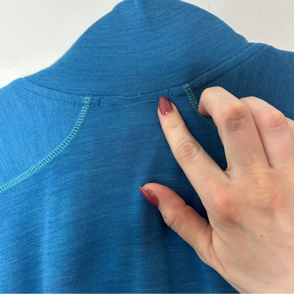 Smartwool 100% Merino Wool Quarter Zip Long Blue Long Sleeve Base Layer Large - Picture 4 of 8